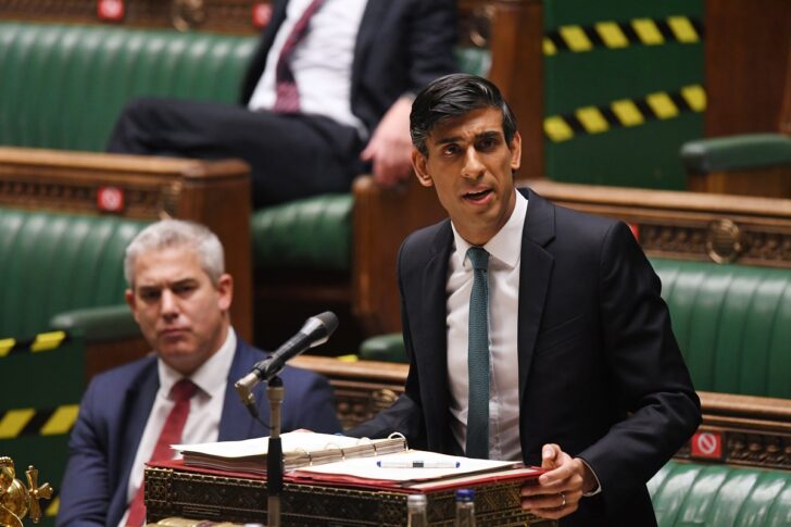 Britain's Chancellor of the Exchequer Rishi Sunak speaks at the House of Commons in London