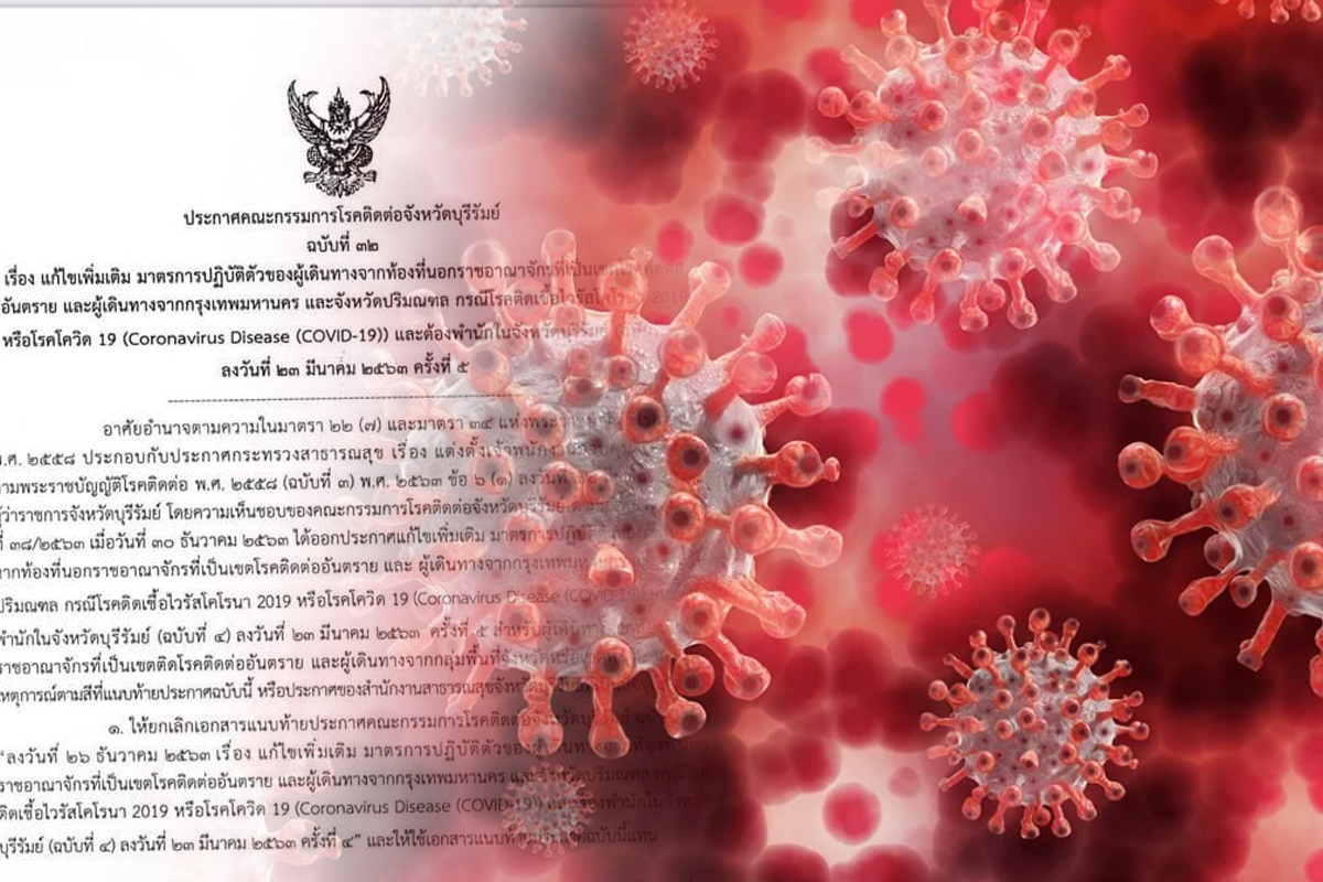 บุรีรัมย์ สั่งผู้เดินทางมาจาก “พื้นที่สีแดง” 11 จังหวัด กักตัว 14 วัน
