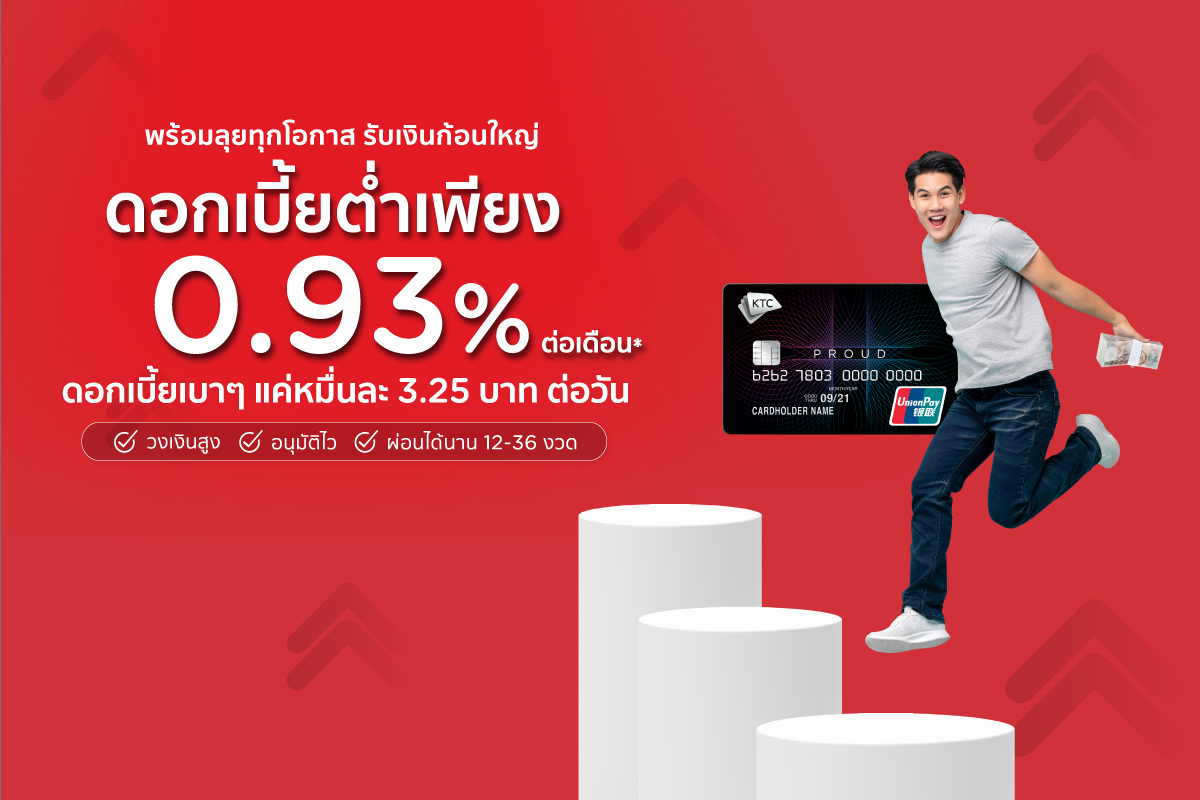 เคทีซีลดดอกเบี้ยสินเชื่อบุคคลสู้โควิด 19 เหลือ 0.93 ต่อเดือน