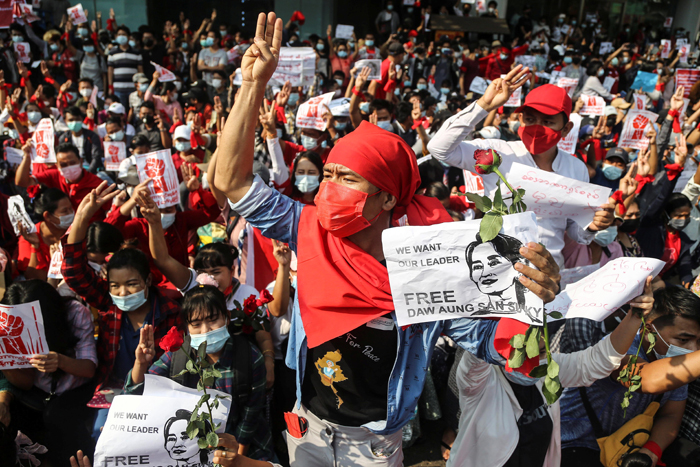 Protest against the military coup in Yangon
