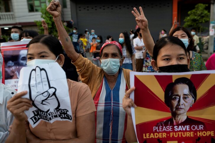 Protest against the military coup in Yangon