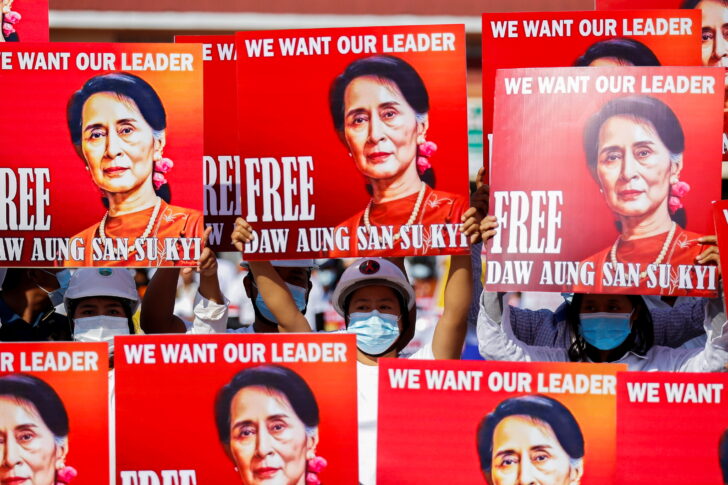 Protest against the military coup, in Naypyitaw