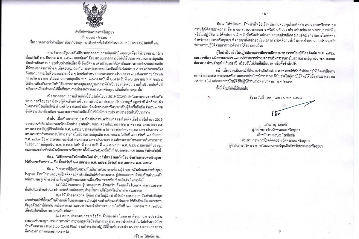 อยุธยา ปิดตลาดวังน้อย