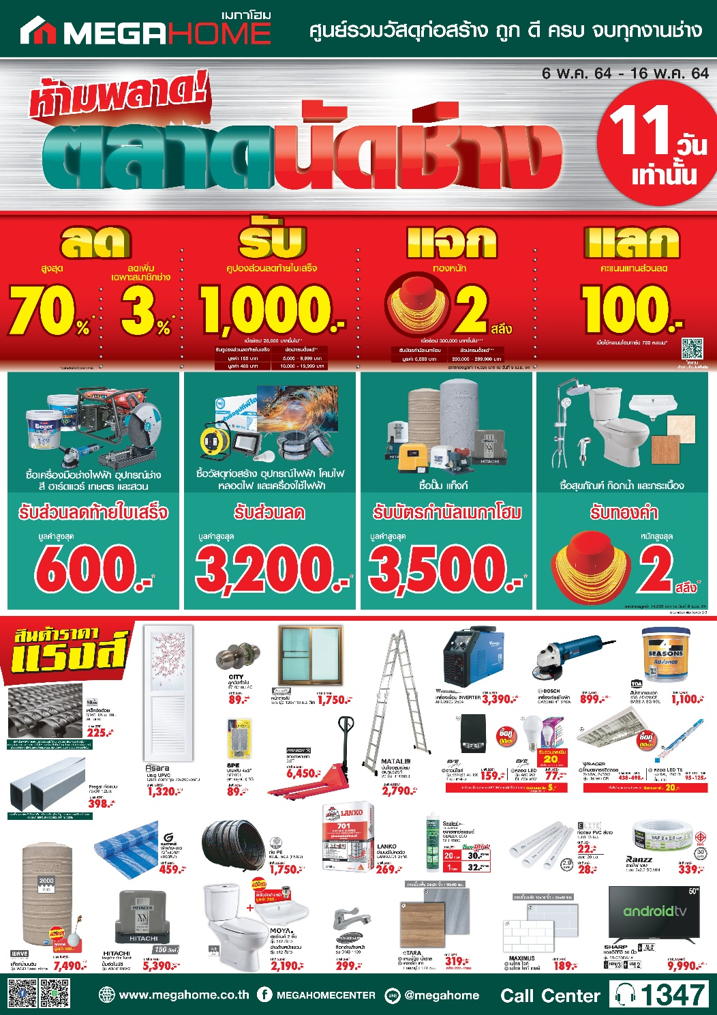 เมกาโฮม…ศูนย์รวมวัสุดก่อสร้าง ถูก ดี ครบ จบทุกงานช่างกับงาน “ตลาดนัดช่าง”