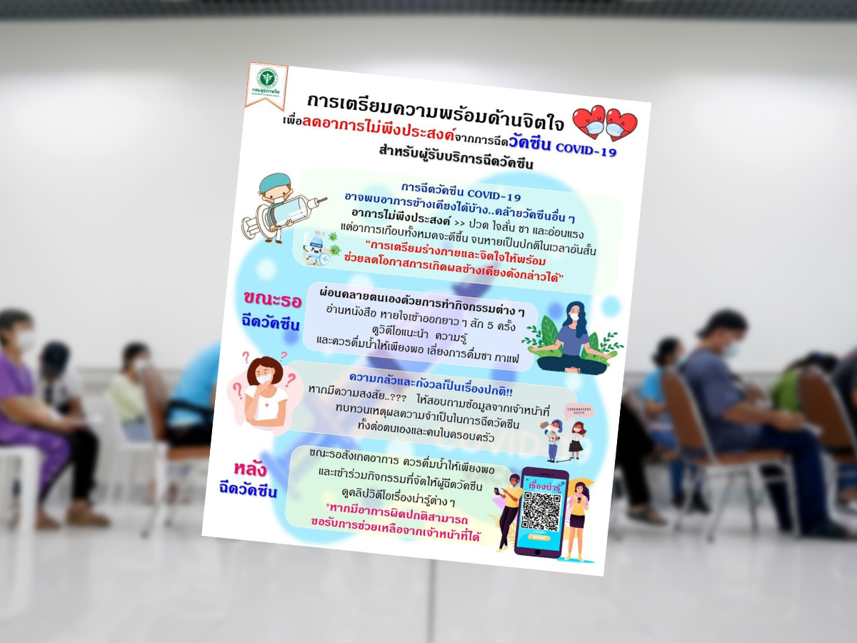 สธ.แนะ เตรียมใจให้พร้อม ลดอาการไม่พึงประสงค์จากการฉีดวัคซีนโควิด