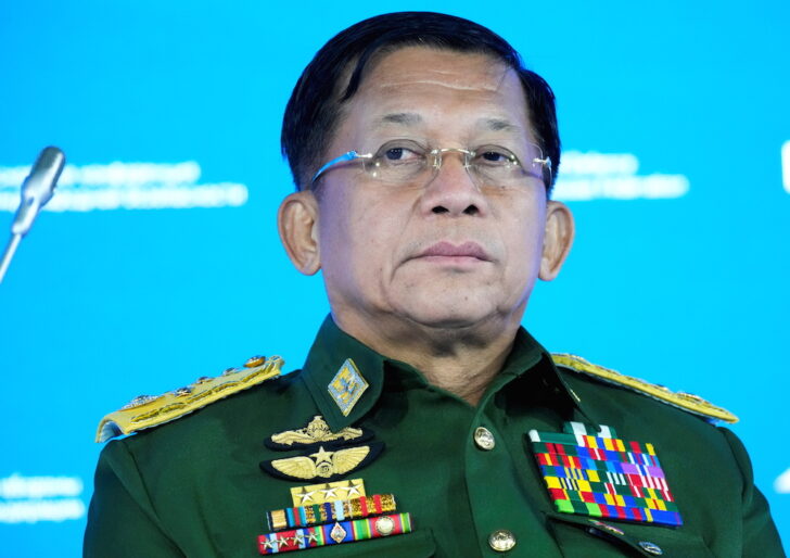FILE PHOTO: Commander-in-Chief of Myanmar's armed forces, Senior General Min Aung Hlaing attends the IX Moscow conference on international security in Moscow