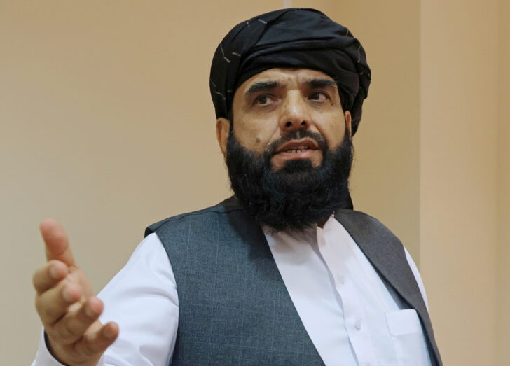 FILE PHOTO: Taliban spokesman Suhail Shaheen leaves after a news conference in Moscow,