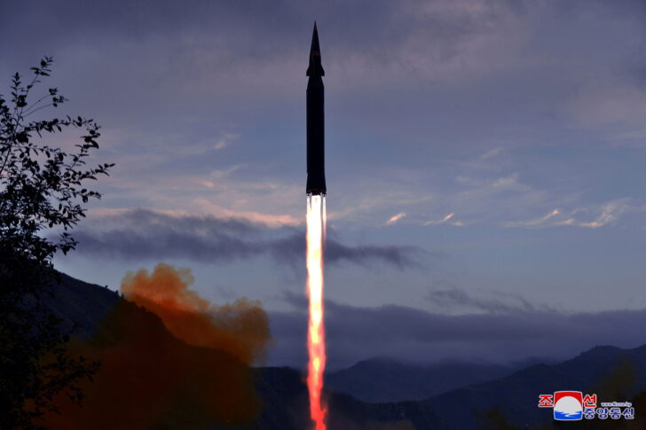 Hypersonic missile Hwasong-8 is test-fired by the Academy of Defence Science of the DPRK in Toyang-ri, Ryongrim County of Jagang Province
