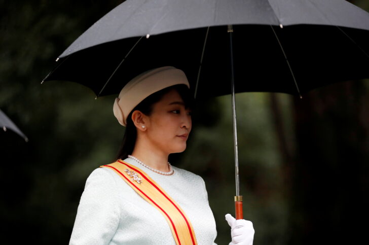 FILE PHOTO: FILE PHOTO: Japan's Princess Mako arrives at the ceremony site where Emperor Naruhito will report the conduct of the enthronement ceremony at the Imperial Sanctuary inside the Imperial Palace in Tokyo