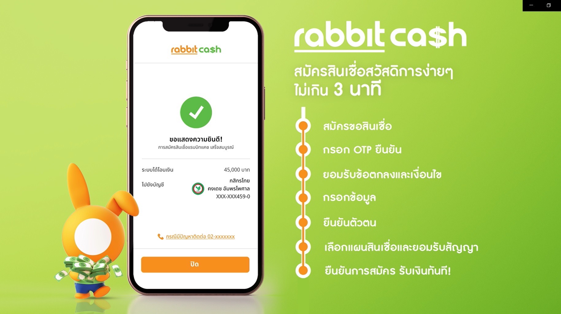 กู้เงินออนไลน์ไม่เกิน 3 นาที “แรบบิท แคช” รุกปล่อยกู้ดิจิทัลปีแรก 3,000 ล้าน