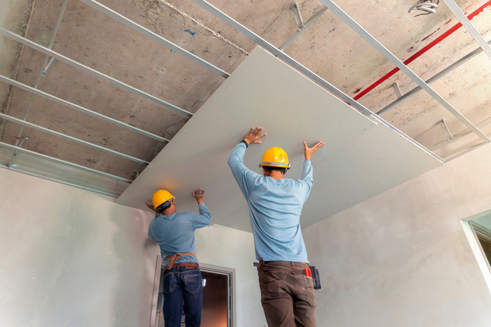 Two,Man,Help,For,Ceiling,House,Construction
