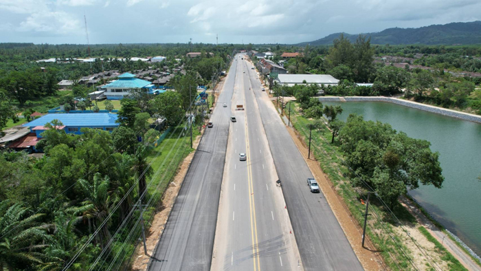 กรมทางหลวงอัพเดตถนนท่องเที่ยว ตะกั่วป่า-ตะกั่วทุ่ง คืบ 75%