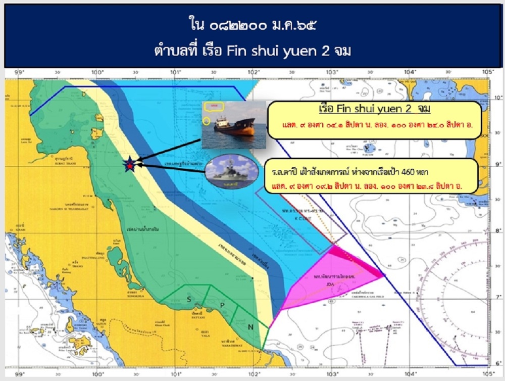 แผนผังแสดงพิกัดเรือ Fin Shui Yuen 2