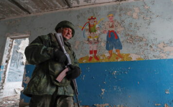 ภาพความเสียหายโรงเรียนอนุบาลในยูเครนถูกกบฏรัสเซียหนุนหลังถล่ม