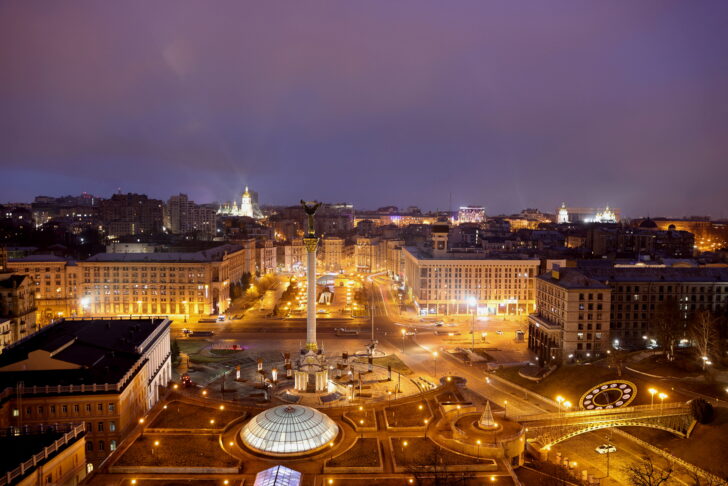 General view of Kyiv after Russian President Vladimir Putin authorized a military operation in eastern Ukraine