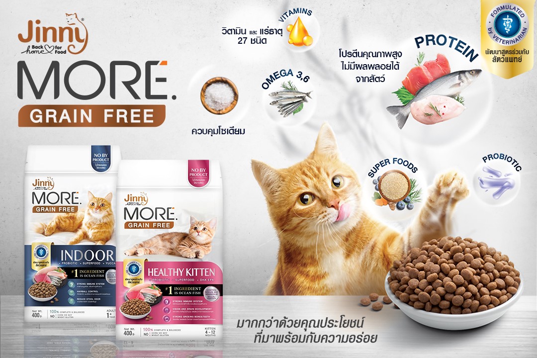 JerHigh & Jinny เปิดตัว ‘Jinny More’ Grain Free รุกตลาดอาหารเม็ดสำหรับน้องแมวสุดเลิฟ