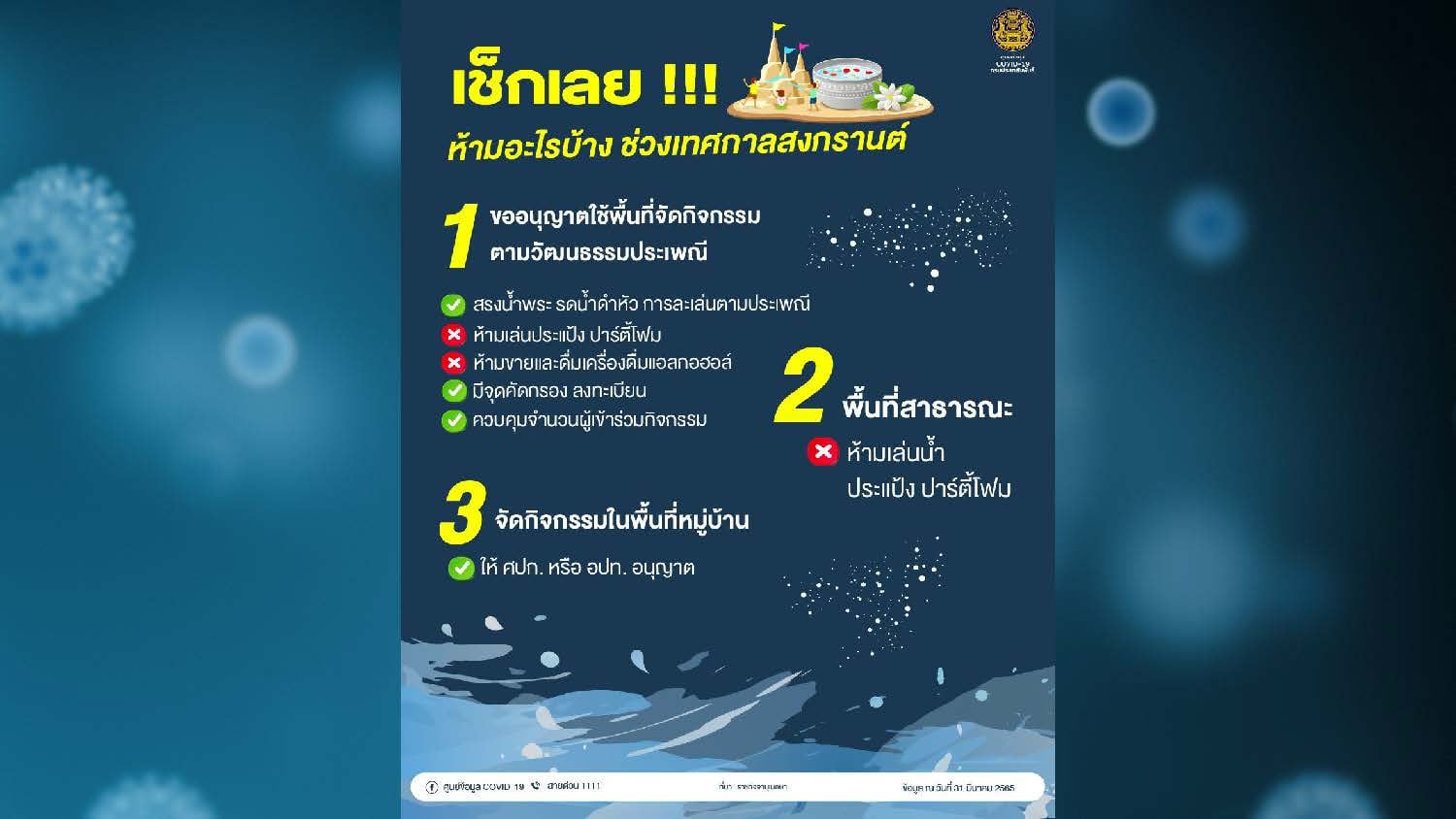 มาตรการของศบค. ห้ามทำ/ไม่ห้ามทำช่วงเทศกาลสงกรานต์ 2565