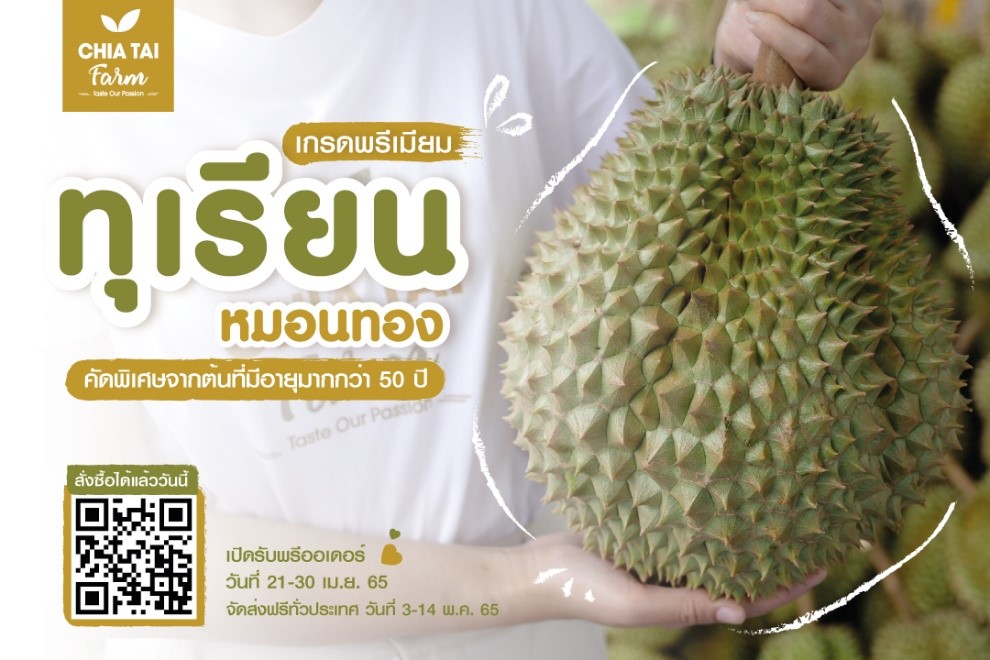 ทุเรียนหมอนทองพรีเมียมเจียไต๋ฟาร์ม พร้อมเปิดรับพรีออเดอร์แล้วคัดพิเศษจากต้นอายุ 50 ปี เอาใจแฟนคลับทุเรียน