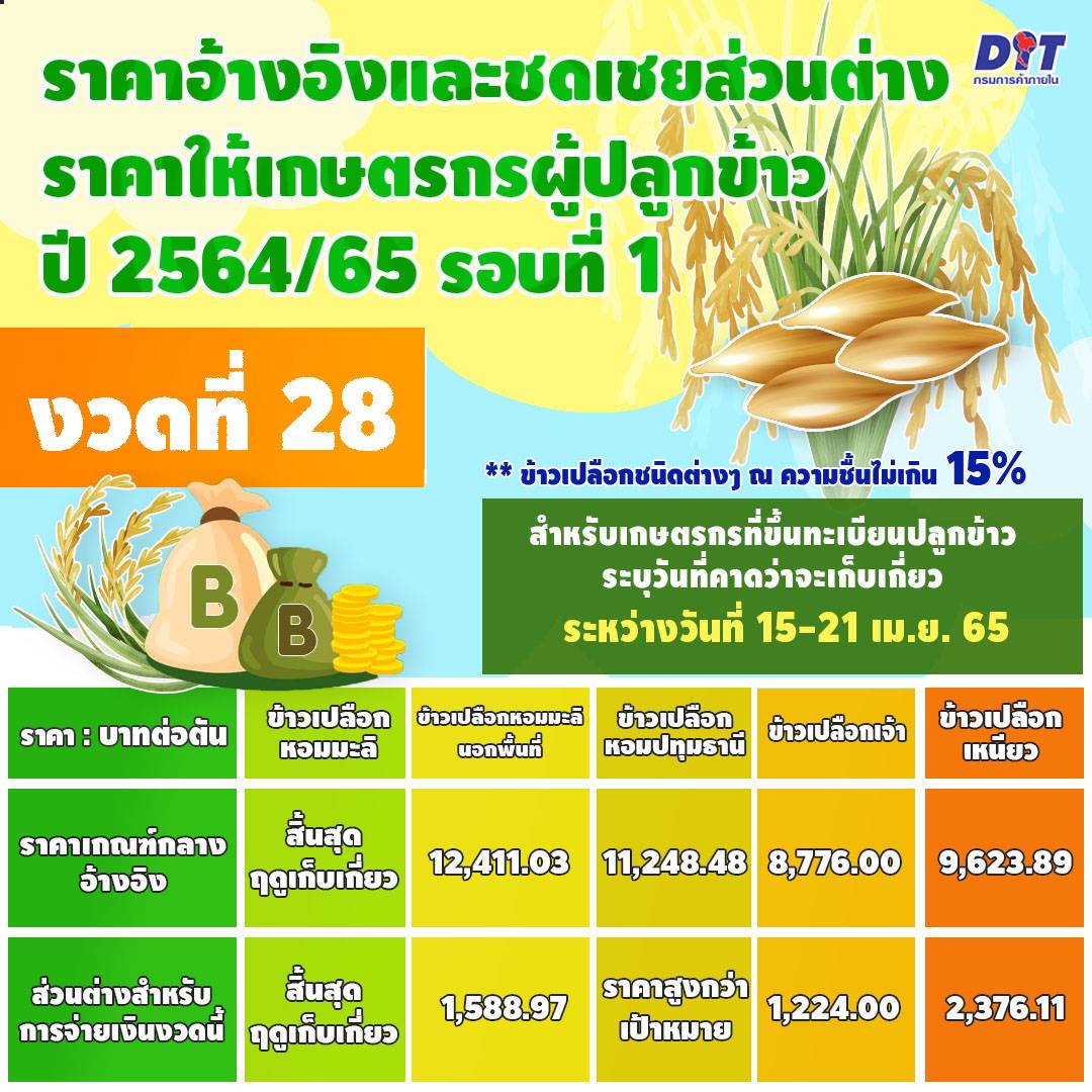 ประกันรายได้ข้าว งวด 28