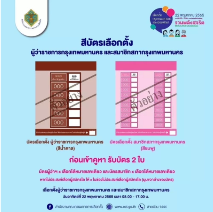 ตัวอย่างบัตรเลือกตั้งผู้ว่า กทม