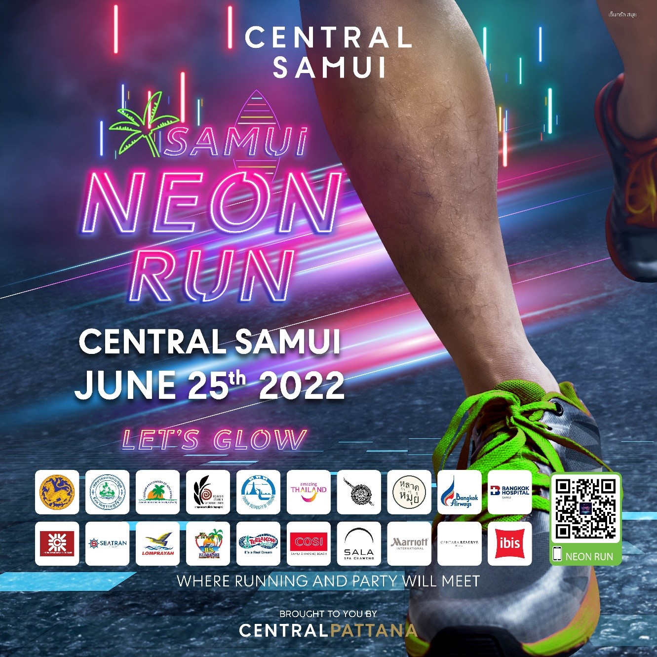สายวิ่งห้ามพลาด! เซ็นทรัล สมุย ร่วมกับ พันธมิตร เตรียมจัดแข่งขัน Samui Neon Run ครั้งแรกบนเกาะสมุย
