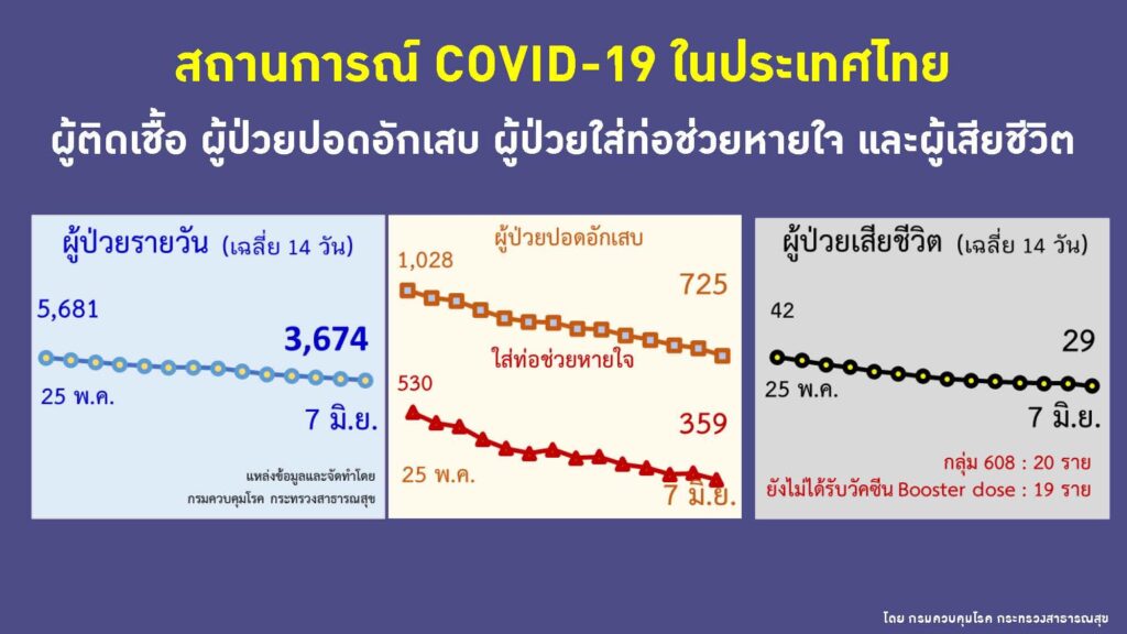 ผู้ป่วยโควิดรายวัน ป่วยหนัก และเสียชีวิต