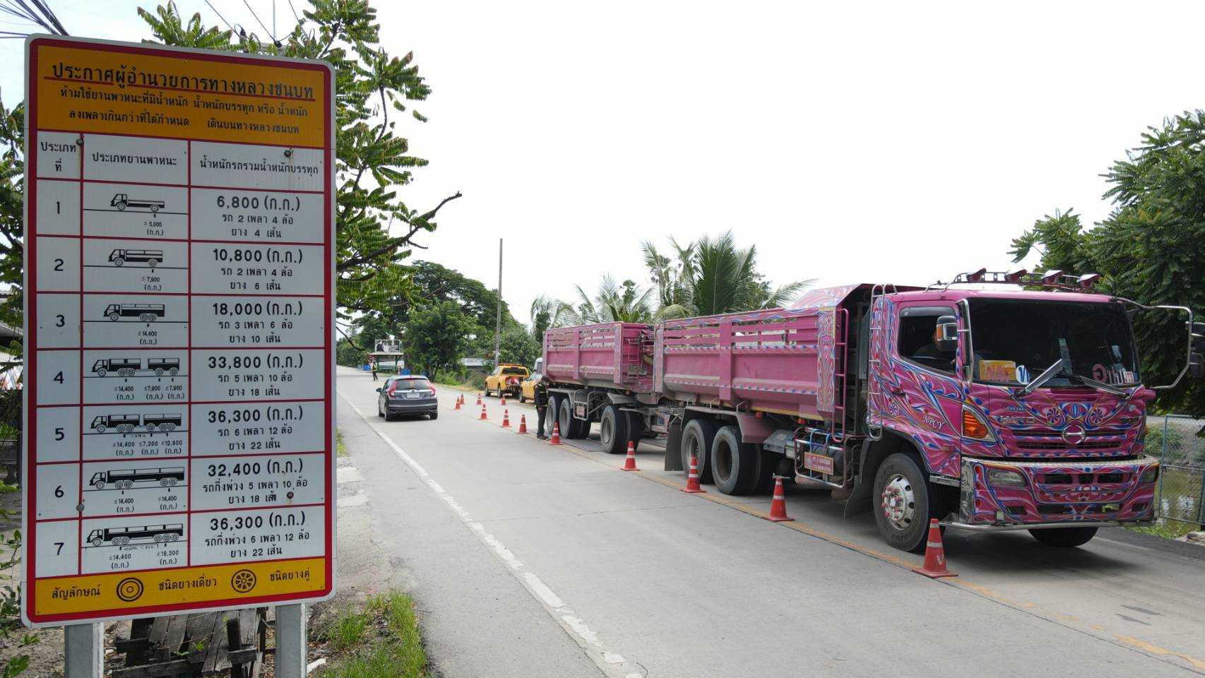 ทางหลวงชนบท เข้มงวดรถบรรทุกน้ำหนักเกิน ป้องกันการทรุดตัวของถนน
