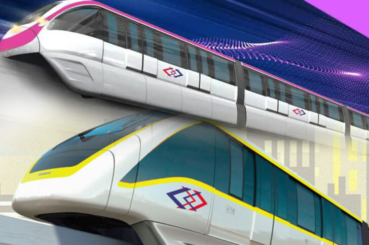 รถไฟฟ้าสายสีชมพุ เหลือง รถไฟฟ้าสายสีชมพุ เหลือง
