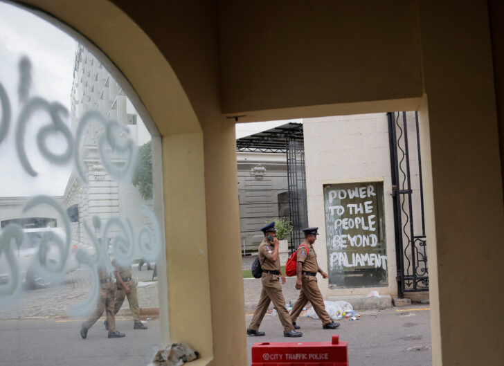 Demonstrators enter the Presidential Secretariat and President's House after Sri Lanka's President Rajapaksa fled, in Colombo
