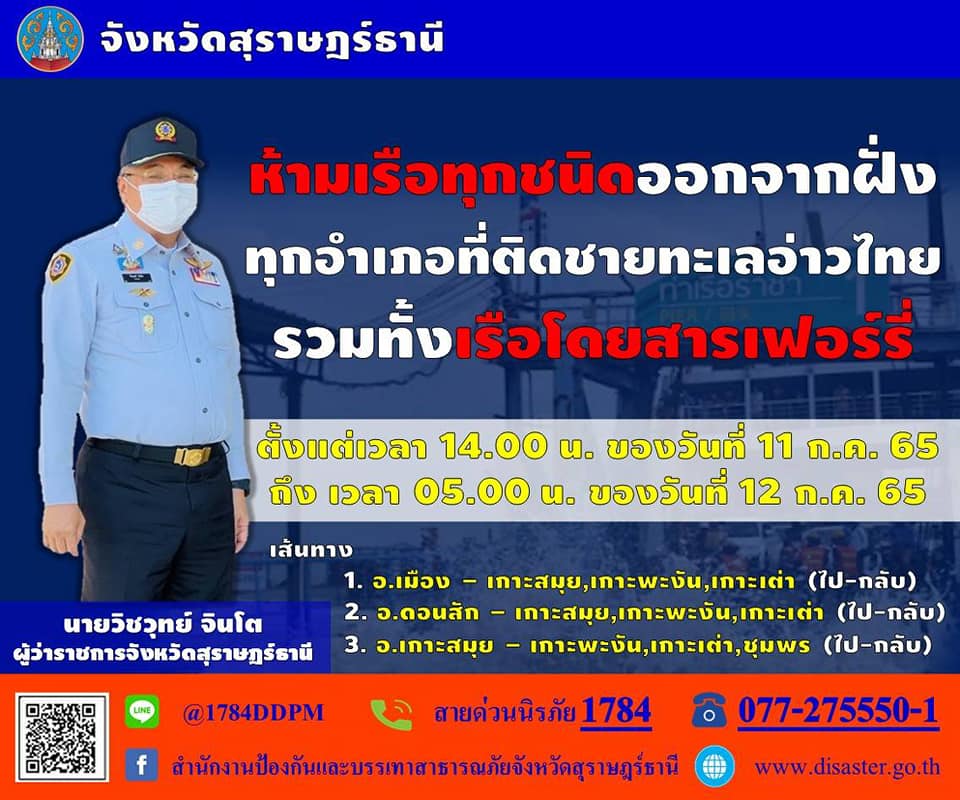 สุราษฎ์ห้ามเรือออกจากฝั่ง