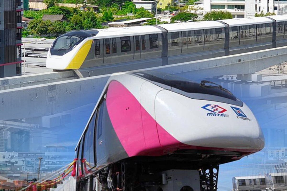 รถไฟฟ้าสายสีชมพู-เหลือง-ส้ม อัพเดตการก่อสร้าง เดือน มิ.ย.65