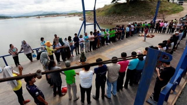 Activists and villagers protest against Laos dam on Mekong river outside of Loei, Thailand, October 29, 2019