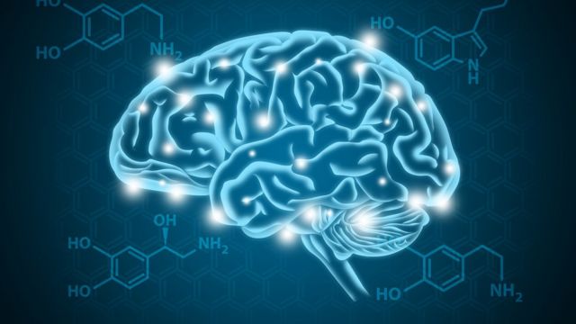 Graphic representation of serotonin in the brain