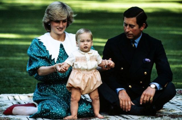 Diana Princess of Wales with Prince Charles and Prince William posing for a photo call on the lawn of Government House in Auckland in 1983