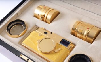 ล้องดิจิทัล Leica M 10-P ชุบทองคำ หุ้มด้วยหนังจระเข้สีเหลือง