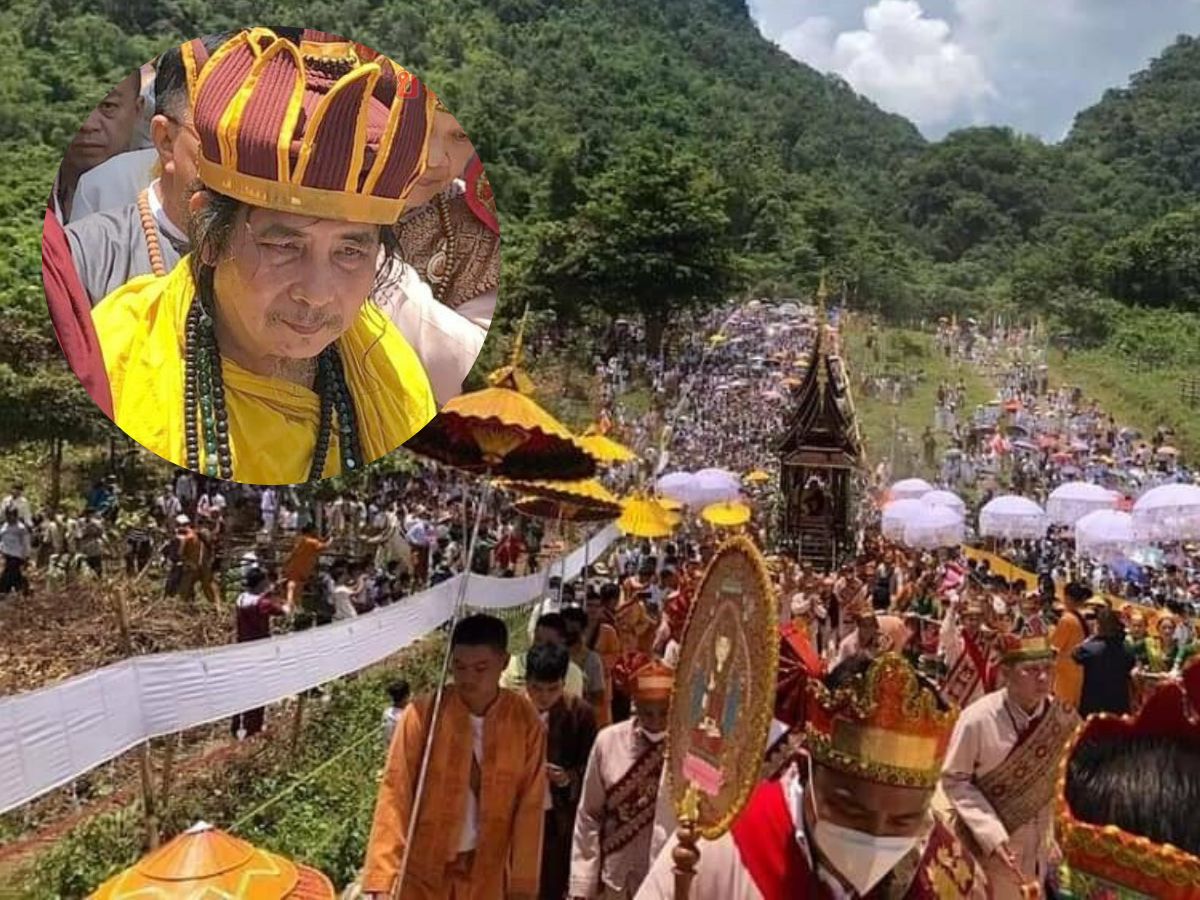 พระครูบาบุญชุ่ม ออกจากถ้ำ ศิษย์รอรับตลอดเส้นทาง