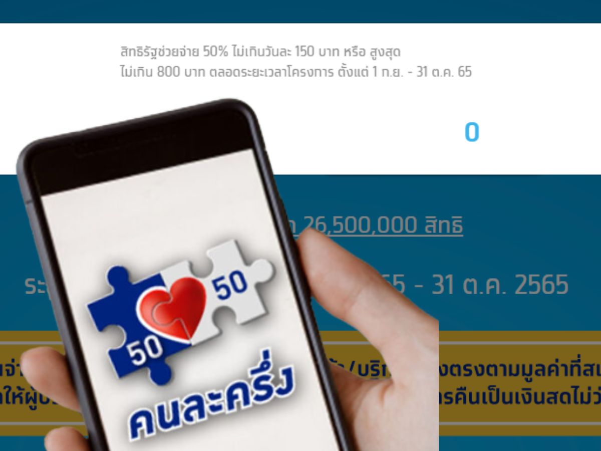 ลงทะเบียน #คนละครึ่งเฟส5 รายใหม่ 2.3 แสนสิทธิ เต็มแล้ว