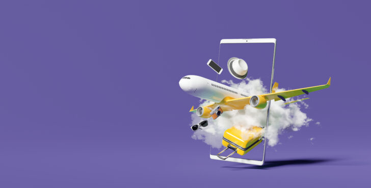 Booking,Ticket,Online,On,Mobile,Application.,Travel,Concept.,3d,Rendering