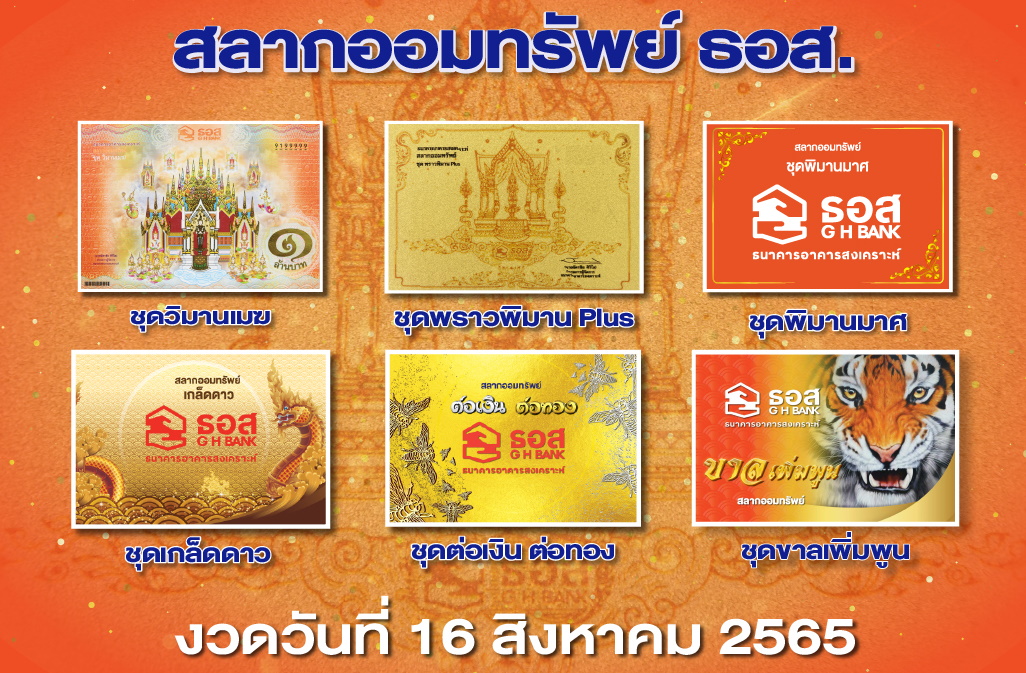 ผลสลากออมทรัพย์ ธอส. งวดวันที่ 16 สิงหาคม 2565