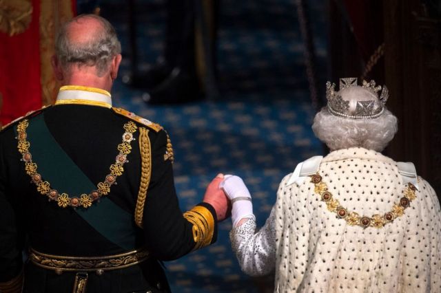 The Queen and Prince Charles attend the State Opening of Parliament on 14 October 2019