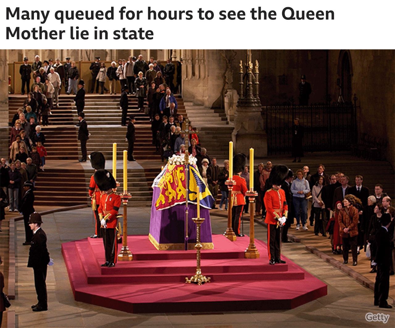 Image of the Queen Mother lying in state
