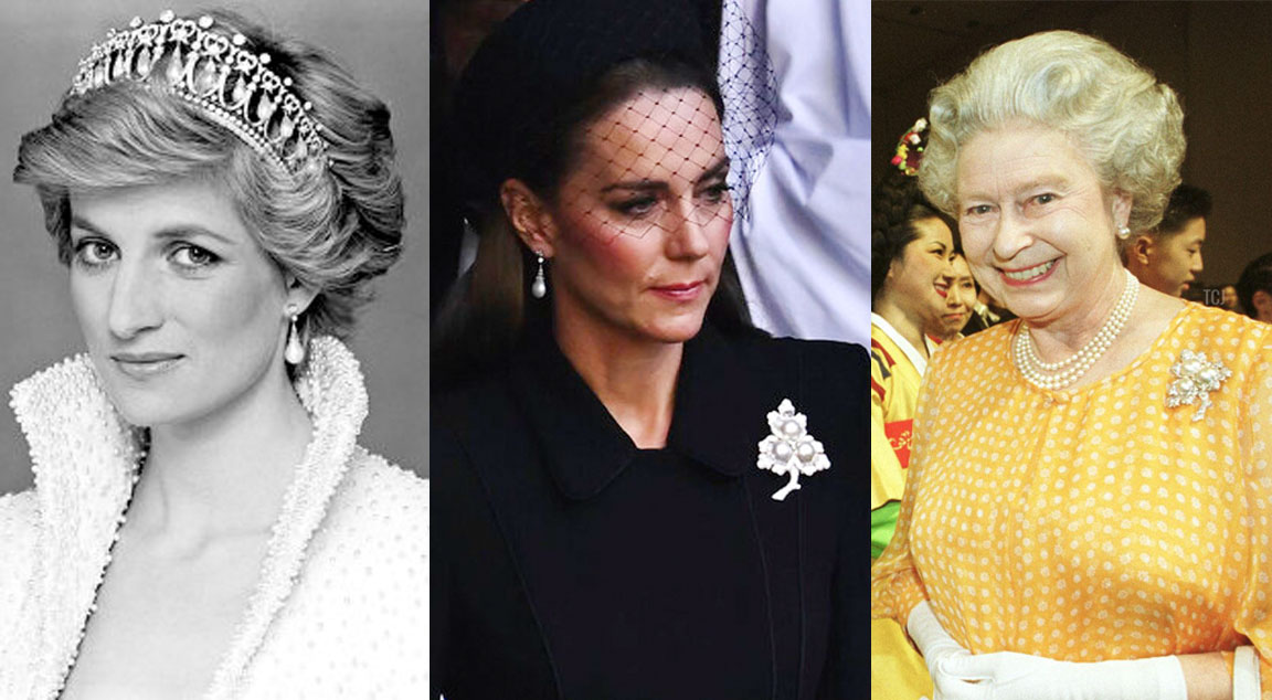 เคท ทรงใส่ต่างหูของเจ้าหญิงไดอานา และติดเข็มกลัดของควีน