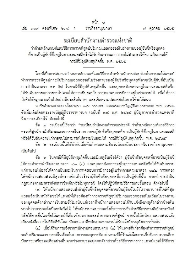 ระเบียบใหม่ตรวจแอลกอฮอล์