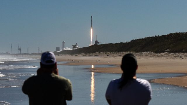 A SpaceX rocket blasting off from Cape Canaveral in Florida last February, carrying 49 Starlink satellites