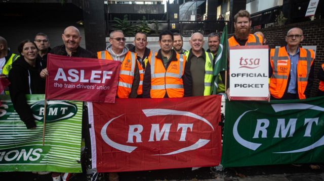 Rail workers on the picket line