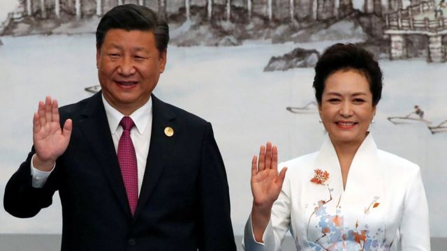 Chinese President Xi Jinping and his wife, Peng Liyuan attend the welcoming banquet for the BRICS Summit, in Xiamen, China 4 September 2017.