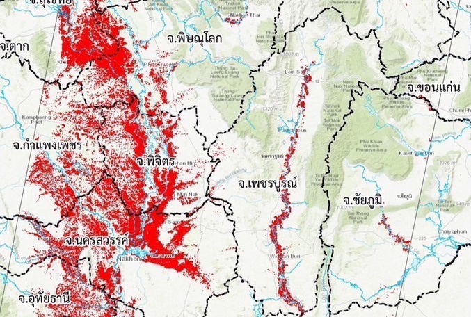 เปิดข้อมูล GISTDA เทียบชัดพื้นที่น้ำท่วม