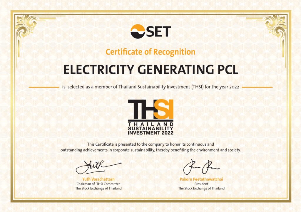 EGCO THSI 2022 Certificate