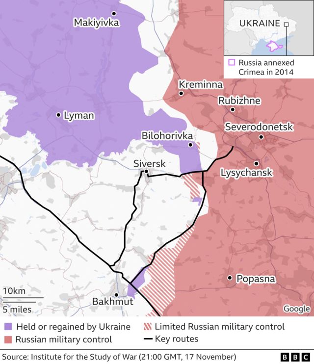 Map of eastern Ukraine