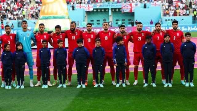 Iran's team lined up before the game
